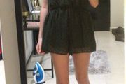Green textured halter neck playsuit