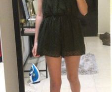 Green textured halter neck playsuit