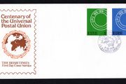 1974 Ireland Centenary of the Universal Postal Union (UPU) Centenary Commemorative Stamps Irish Times Addressed First Day Cover (FDC)