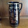 Vintage 60s Bohemian purple Amethyst Glass Pitcher Gold roses W/ 5 matching glasses Image 3
