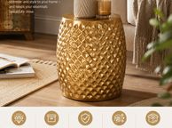 main image for ad Gold Hammered Aluminium Side Table Round Accent Table, Coffee Table &amp; Storage Stool for Living Room