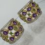 Silver earrings Harry Ivens Amethyst & Chrome Diopside Hoop Earrings Image 6