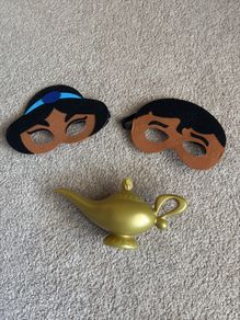 Aladdin and Jasmine masks and magic lamp costume
