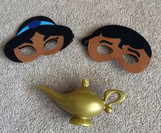Aladdin and Jasmine masks and magic lamp costume