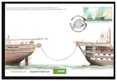 2008 Ireland 150th Anniversary of the First Transatlantic Message by Cable from Europe to America Stamp An Post First Day Cover (FDC)