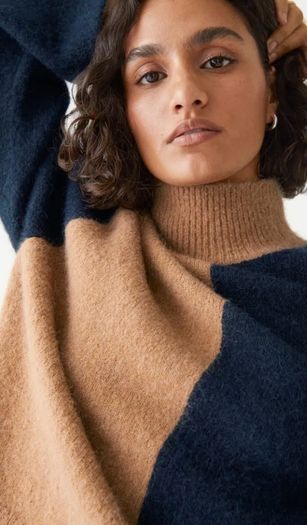 & Other Stories Two-Tone Mock Neck Sweater