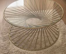 Coffee Table Glass Gold Circular Spiral
