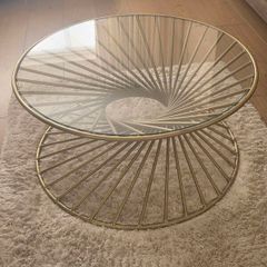 Coffee Table Glass Gold Circular Spiral