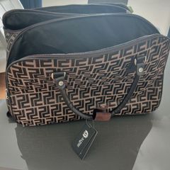 Brown carrier bag on wheels
