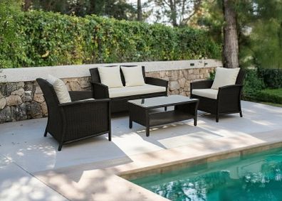 Newport Garden Sofa Set 4 Seater Outdoor Furniture + Table Patio Terrace Set