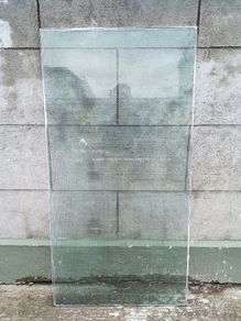 Clear safety wired glass sheet  size 89.5x176cm  thickness 6mm  used