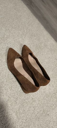 5th AVENUE Real Suede Tan / Brown Pointed Low Block Heels Size 38 (UK 5)