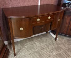 Fabulous Edwardian breakfront mahogany flamed sideboard.