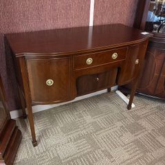 Fabulous Edwardian breakfront mahogany flamed sideboard.
