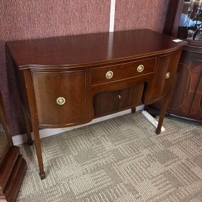 Fabulous Edwardian breakfront mahogany flamed sideboard.