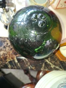 Green Glass Float with Shamrock, late 19th early 20th century. no chips or cracks Postage Available or Collection