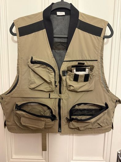 Men's Shakespeare Anglers Fishing Gilet/Waistcoat - Khaki- Pockets
