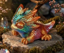Handmade Iridescent Resin Dragon Figurine