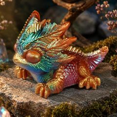 Handmade Iridescent Resin Dragon Figurine