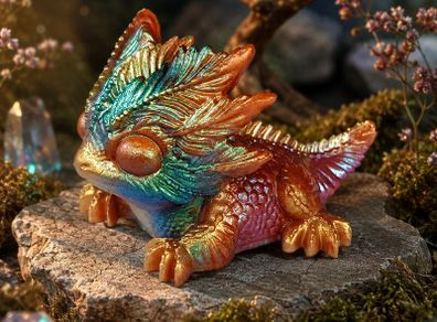 Handmade Iridescent Resin Dragon Figurine