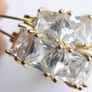 Vintage Gold Plated Huggie Hoop Earrings Cubic Zirconia Stones Image 7