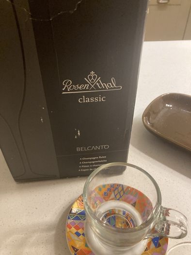 I have other pieces too ( plates) - A bundle of Rosenthal Pieces- 4 Classic Belcanto Champagne Flutes, Brown Rectangular Cake Plate, 2 Studio Line Espresso- Sammeltasse Nr 2 saucers