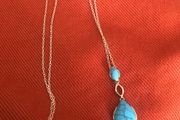 silver chain and pendant tourquise stone