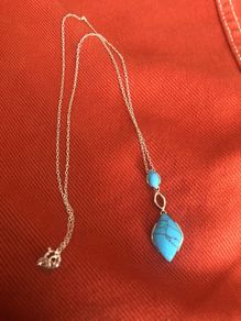 silver chain and pendant tourquise stone