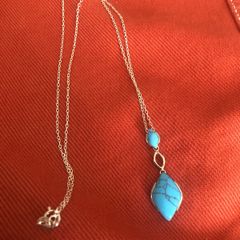 silver chain and pendant tourquise stone