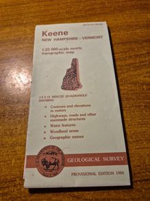 Vintage Find 1984. Keene Provisional Map. New Hampshire Vermont. Geological Survey.