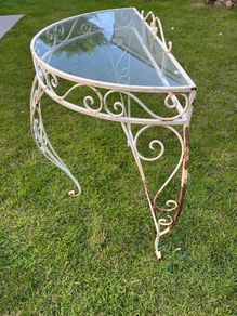 glass top decorative iron side table