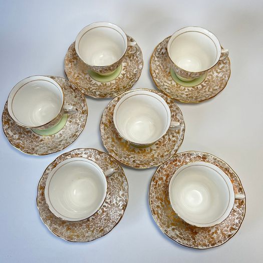 Rare Colclough Gold Harlequin 6605 Tea set vintage