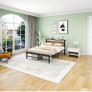 Double Bed Frame with Wood Storage Headboard Image 3