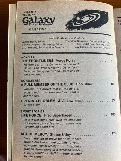 Science Fiction magazin 'Galaxy' July 1974