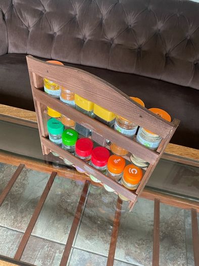 Vintage Wooden Two Tier Counter or Wall Hanging Spice Rack