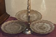 Vintage Silver Plate 3 Tier Folding Cake Stand