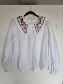 Embellished Collar Crisp Blouse, Size 16