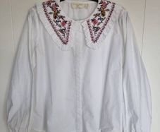 Embroidered Collar Blouse, Size 16