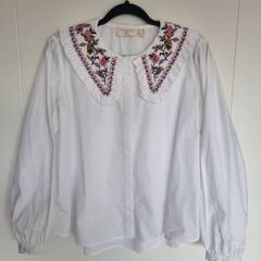 Embellished Collar Crisp Blouse, Size 16