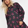 Black Floral Soft Jersey Midi Dress. Size 14. New Image 2