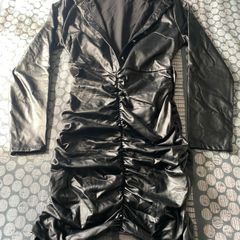 Black soft leather style dress