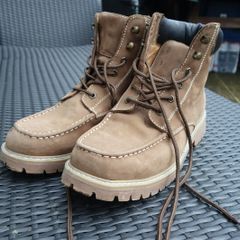 Mens heavy duty brown leather boots