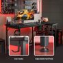 L Shaped Gaming Desk with Power Outlets, 120x70cm Computer Table Small Corner Desk with Large Reversible Storage Shelves, Home Office PC Workstation with Hooks for Writing Study, Black Image 8
