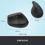 Lift Vertical Ergonomic Mouse, Wireless, Bluetooth or Logi Bolt USB receiver, Quiet clicks, 4 buttons, compatible with Windows/macOS/iPadOS, Laptop, PC - Graphite Image 9