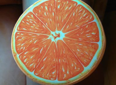 Round Flat Cushion. Looks Like A Slice Of Orange (new).