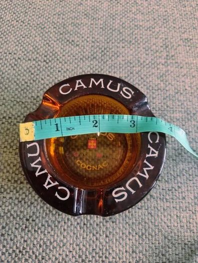Vintage Camus Cognac Ashtray heavy amber glass 1960's made in France in very good condition FREE STANDARD POSTAGE INCLUDED