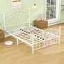 4ft6 Double Bed Frame with Headboard and Footboard Metal Bed Frame Double Mattress Foundation No Box Spring Needed/Easy Assembly/Bedstead Base/White Image 3