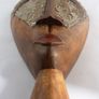 African Tribal Style Wood Masks, Set of 2, One with Metal Inlay Image 7
