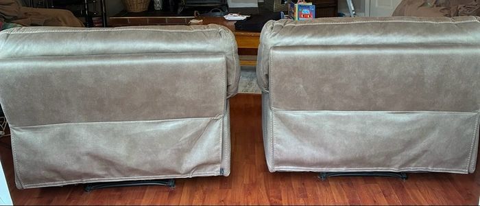 2 Brown suede recliner chairs