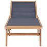 Folding Sun Lounger with Wheels Solid Teak and Textilene Image 2